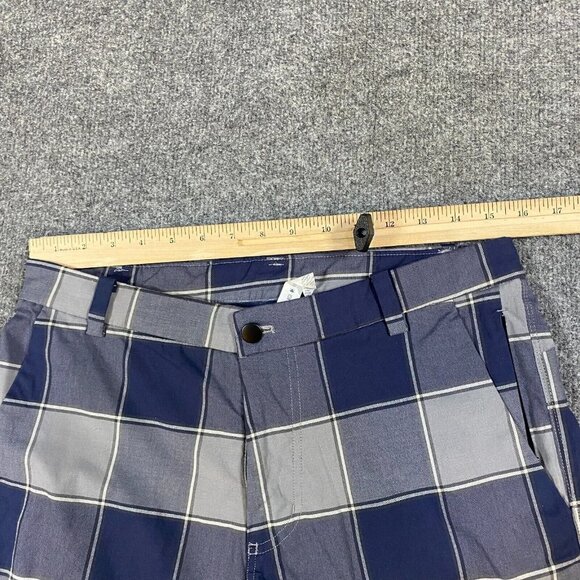 Lululemon Shorts 32 Blue Plaid Organic Cotton Stretch 8" in - Picture 2 of 9